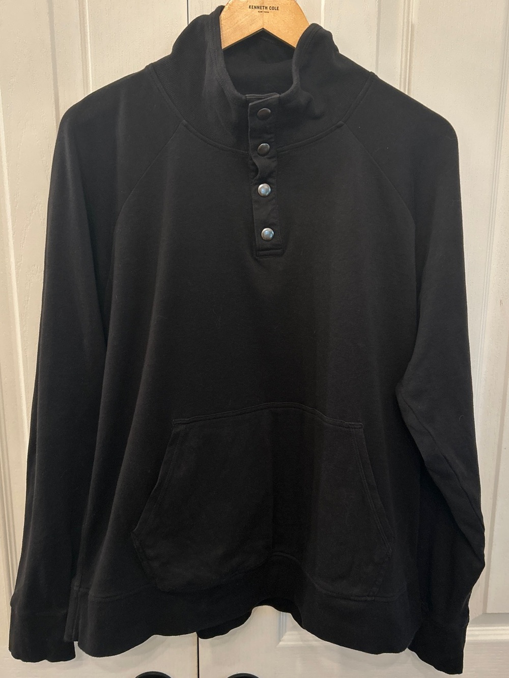 PACT Airplane Quarter Pullover Black 100% Organic Cotton Men's L EUC